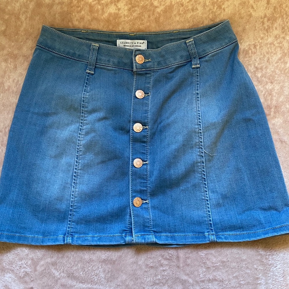 Super-Stretchy Button Down Denim Skirt